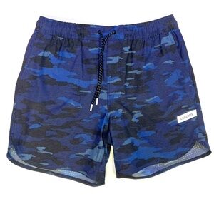 LEGENDS Luka Shorts Blue Camo Sz L Large Lined Drawstring Stretch 7”
